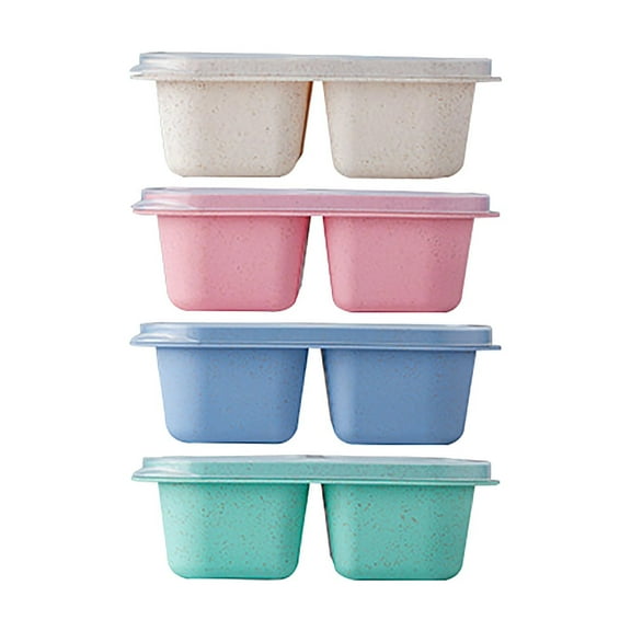 4PC 4-Compartment Wheat Straw Snack Box Set, Torqee Divided Food Storage Containers, Leakproof Meal Prep Bento Boxes, for Snacks, Meals and Food Organization