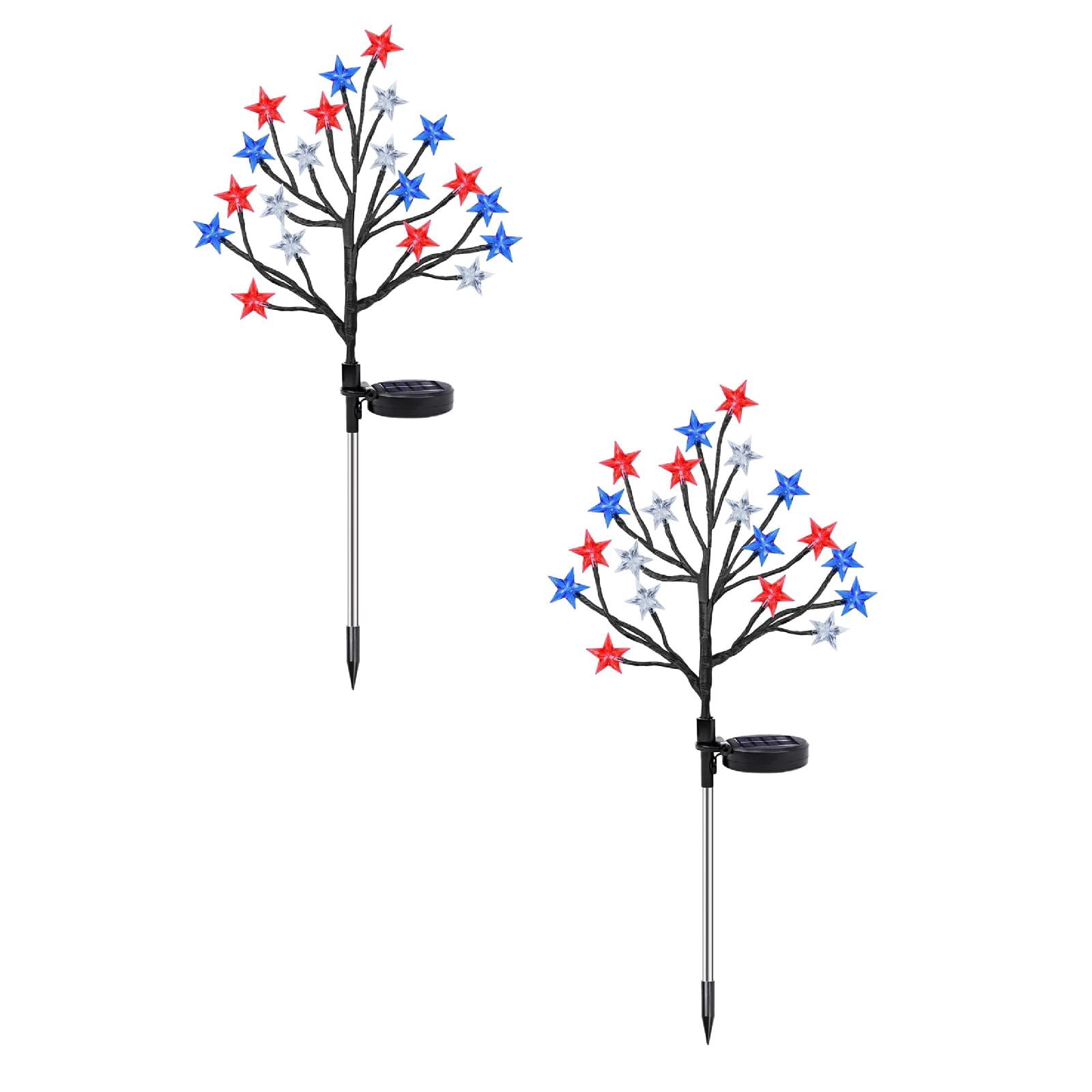 4PC 4th of July Decorations Outdoor Solar Lights Patriotic Decorations
