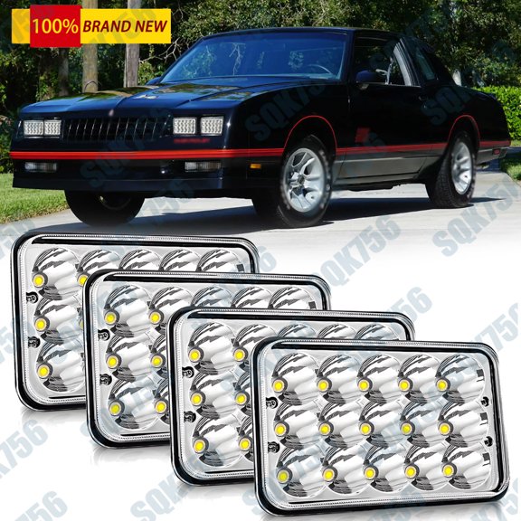 4PC 4x6" LED Headlights Hi-Lo For Chevrolet Monte Carlo 1976-1988 Camaro 1982-92