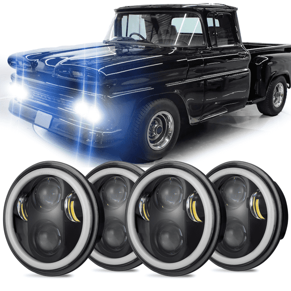 4PC 5.75" 5-3/4 inch LED Headlight Hi Lo DRL for Chevy Truck C10 C20 Pickup Bel 1960-193 (4 Headlamp Fit)