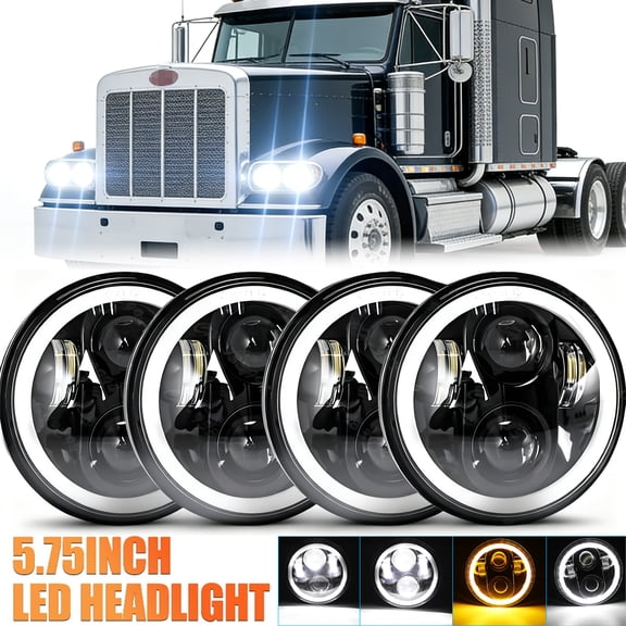 4PC 5.75" inch LED Round Headlights HI/LO DRL for PETERBILT 348 Chevrolet Impala