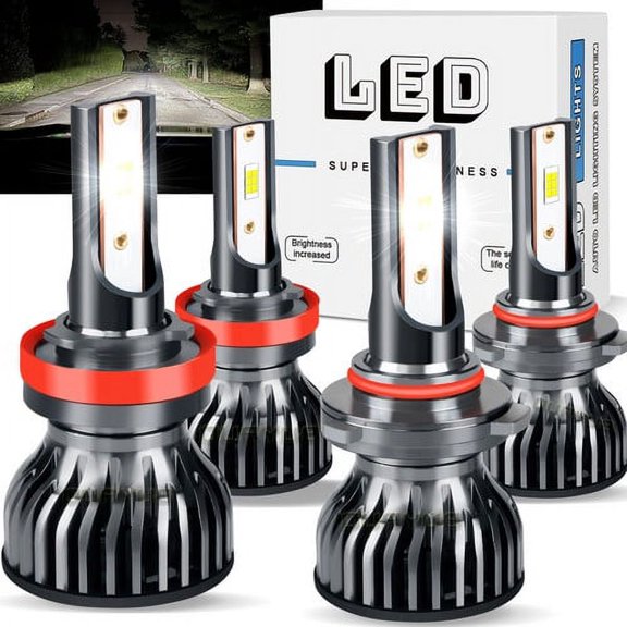 4PC 6000K LED Headlight High Low Beam Bulbs Kit Bright for 2010-2014 Honda Insight