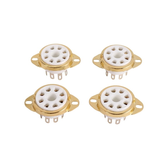 4PC 8 Pin Ceramic Socket Tube Top Vacuum Octal Value For KT88 EL34 6V6 6650 274B,4 x Ceramic Sockets,Gold