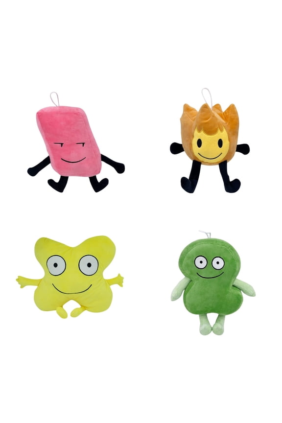 4PC BFDI Plushies, Cartoon Battle for Dream Island Plush Toys, Soft Stuffed Animals BFDI Plush Throw Pillow, Cute BFDI Plush Toy for Kids Boys Girls Birthday Christmas Gifts B