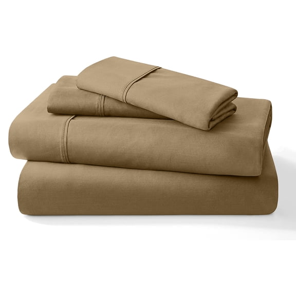 4PC Bedding Set, 100% Organic Cotton 600 Thread Count, 15" Deep Pocket - [Alaskan King, Taupe]