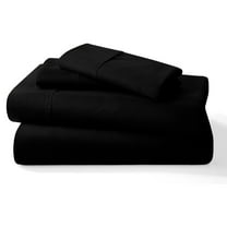 4PC Bedding Set, 100% Organic Cotton 600 Thread Count, 15" Deep Pocket - [Twin, Black]