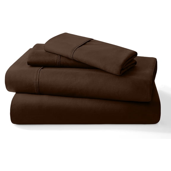 4PC Bedding Set, 100% Organic Cotton 700 Thread Count, 15" Deep Pocket - [Alaskan King, Chocolate]