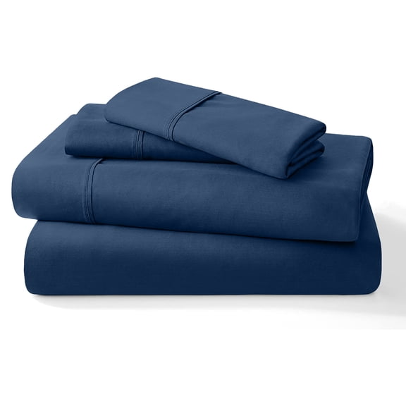 4PC Bedding Set, 100% Organic Cotton 700 Thread Count, 24" Deep Pocket - [Alaskan King, Mediterranean Blue]