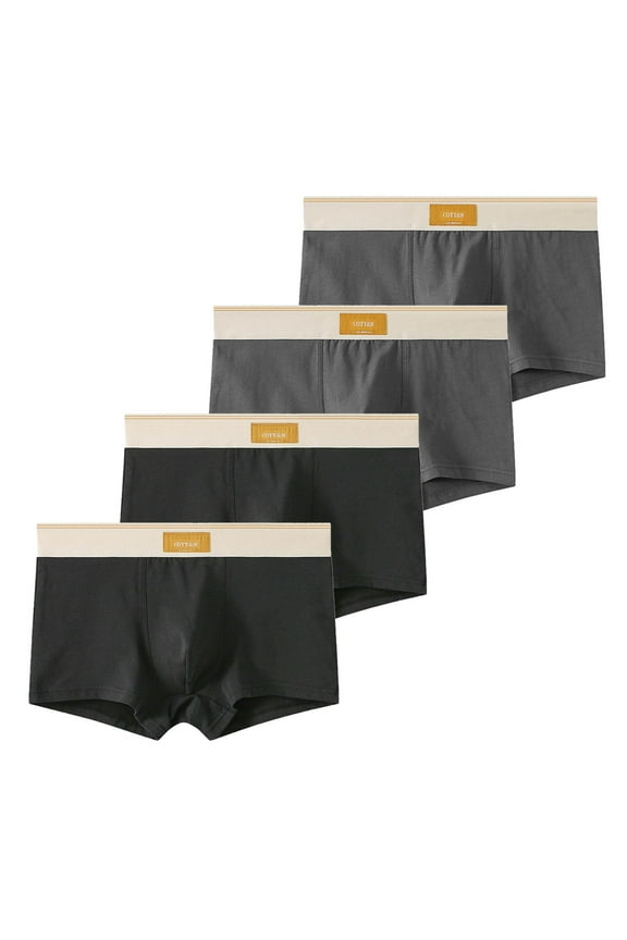 4PC Big & Tall Men's 4XL Cotton Boxer Briefs - Dark Gray, Multi Pack, Breathable & Comfortable - Everyday Underwear