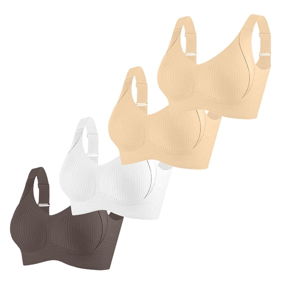4PC Bra For Seniors Front Closure Breathable Wirefree Comfort Bra For Older Women