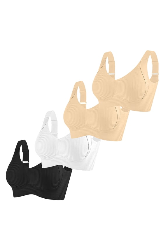 4PC Bra For Seniors Front Closure Breathable Wirefree Comfort Bra For Older Women