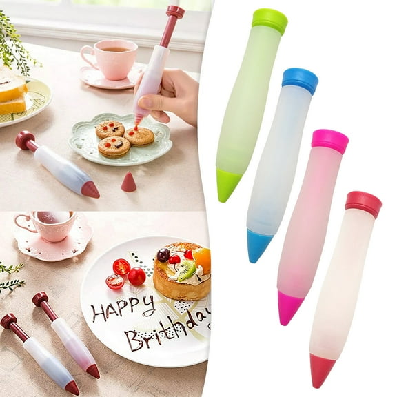 4PC Cake Decorating Pens Kits, Portable Cake Decorating Tool, Baking Tools Ice Cream Cup Ice Tube Nozzle, Dessert Decoration Cake Pen, Cake DIY Graffiti Pen Squeezing Cream Pen