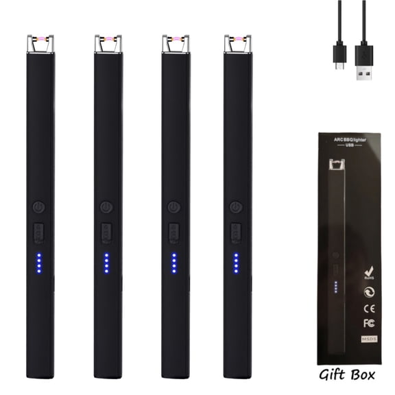 4PC Candle Lighter, Windproof Flameless Electric Lighter, with LED Power Display and Safety Switch, Upgraded Plasma USB-C Charging Lighter, Suitable for Birthday Celebrations, Camping, Barbecues,