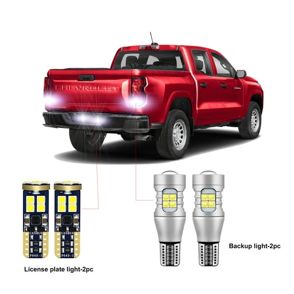4PC Car LED Bulbs For Chevrolet Colorado 2015 2016 2017 2018 2019 2020 2021 2022 2023 2024 2025 LED Car Reverse Backup Light+License Plate Light CANBUS