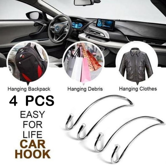 4PC Car Seat Truck Coat Hook Purse Bag Hanging Hanger Auto Bag Organizer Holder 4 Hooks in All