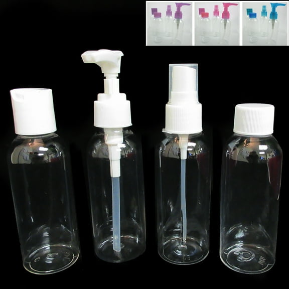 4PC Carry On Travel Bottles Kit Plastic Empty Jar Storage Container Portable Set