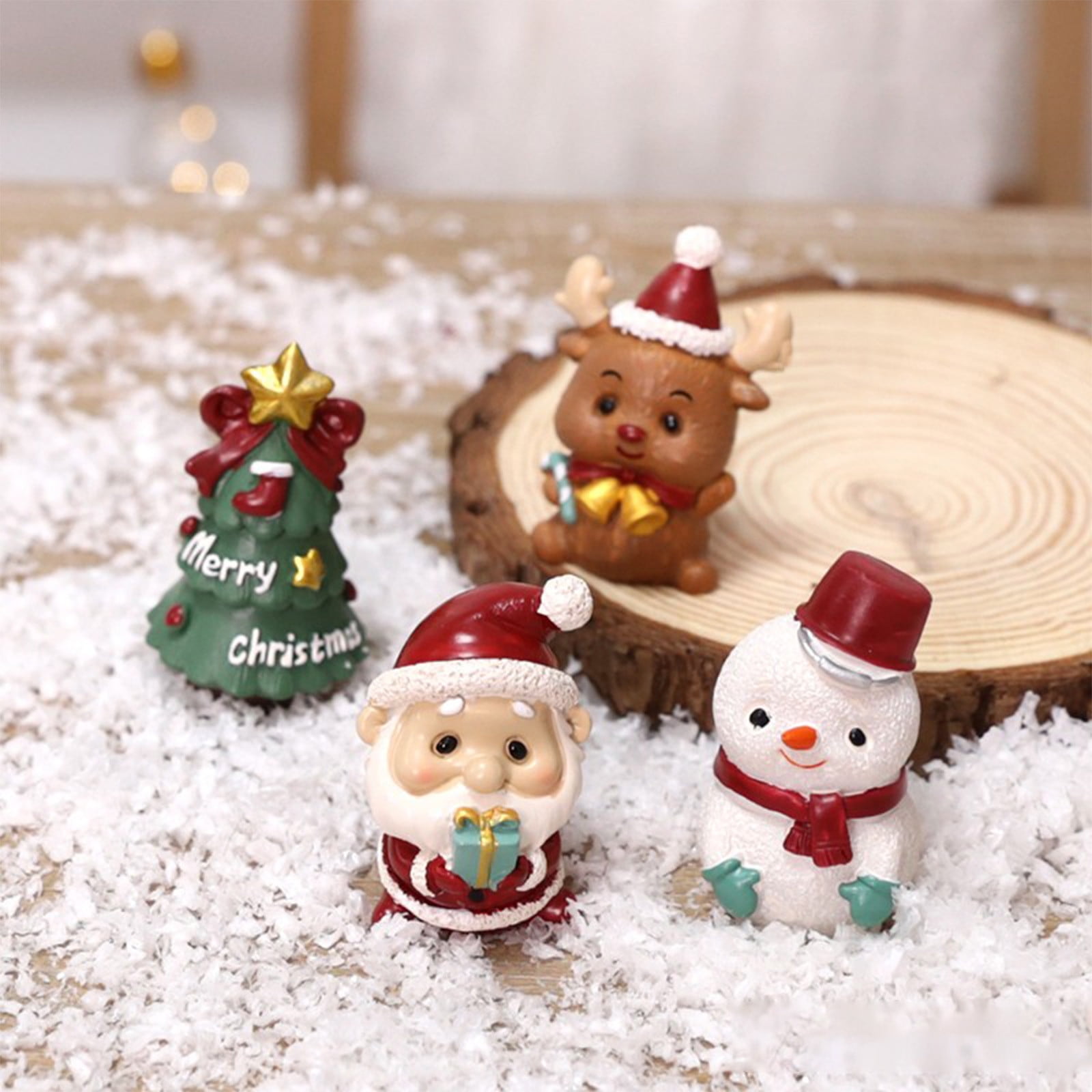 4PC Christmas Miniature Figurines Christmas Aquarium Decoration Mini