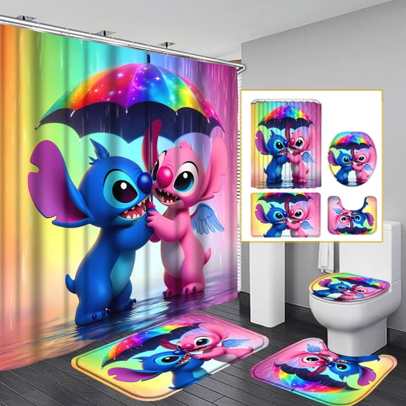 4PC Christmas bathroom set, shower curtain, equipped with 12 durable hooks and decorative elements Art bathroom Decor set with rugs, bedroom decor set accessories, exquisite holiday home decor