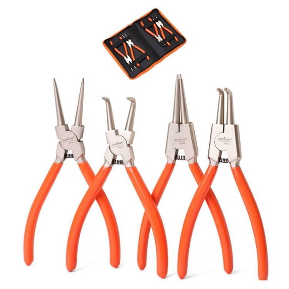 4PC Circlip Pliers Internal External 7" Snap Ring Plier Wiith Pouch
