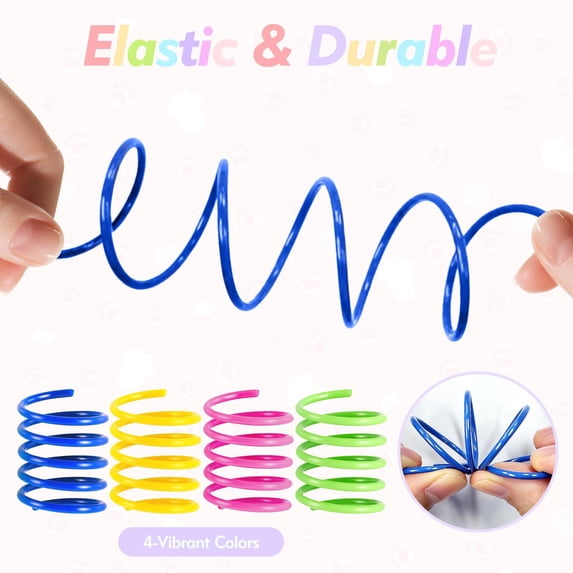 4PC Colorful Spring Cat Toys Bouncy Interactive Coils for Kittens Durable Chew Self-Play Teaser Toy Set for Indoor Cats