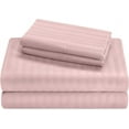 thumbnail image 1 of 4PC Cot Sheet Sets-1 Flat Sheet, 1 Fitted Sheet 6" Deep Pocket & 2 Pillowcover, 100% Egyptian Cotton, 600TC, Perfect for Camp Bunk, Guest Beds-Pink Stripe, RV Camper King Size, 1 of 5
