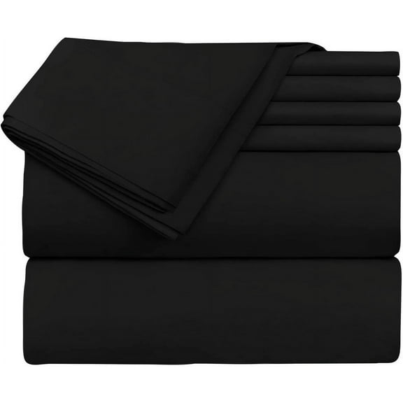 4PC Cot Sheet Sets-1 Flat Sheet, 1 Fitted Sheet 6" Deep Pocket & 2 Pillowcover, 100% Egyptian Cotton, 600TC, Perfect for Camp Bunk, Guest Beds-Chocolate Solid, RV Short Queen Size