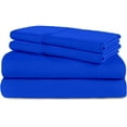 thumbnail image 1 of 4PC Cot Sheet Sets-1 Flat Sheet, 1 Fitted Sheet 8" Deep Pocket & 2 Pillowcover, 100% Egyptian Cotton, 600TC, Perfect for Camp Bunk, Guest Beds-Royal Blue Solid, Truck Size, 1 of 5