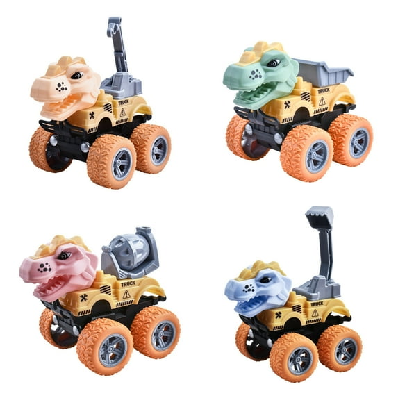 4PC Dinosaur Construction Toys for kids, Monster Trucks Models Car Toy,Press and Slide,Indoor/Outdoor STEM Toy Boys for Christmas Birthday Gifts