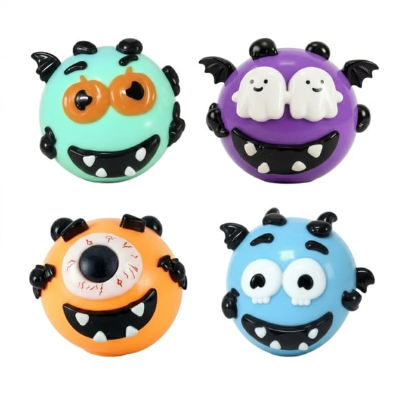 4PC Dog Face Halloween Squishy, Devil-Themed Dog Face Swap Squishy, Soft Moldable Sensory Balls for Stress Relief, Surprise Halloween Gifts