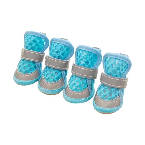4PC Dog Shoes for Hot Pavement, Breathable Mesh Non- Paw Protectors, Reflective Design Booties for Small Dogs, Cats, Puppy, Indoor and Outdoor Daily Use, Adjustable Straps