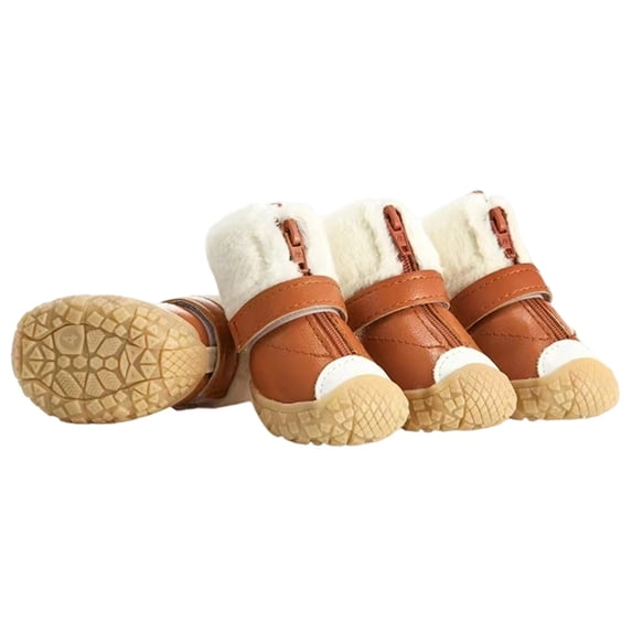 4PC Dog Shoes for Small Dogs, Dog Boots Paw Protector, Anti- Sole Booties for Winter Snow, Hardwood Floors Walking, Comfort Warmth Dog Footwear for Small Breeds