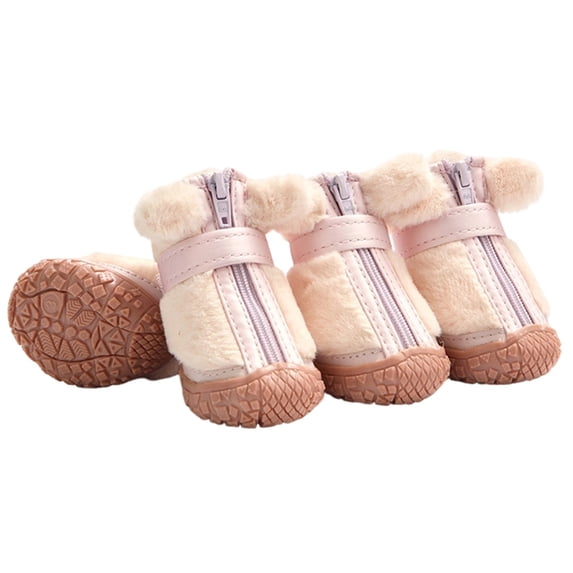 4PC Dog Shoes for Small Dogs, Dog Boots Paw Protector, Anti- Sole Booties for Winter Snow, Hardwood Floors Walking, Comfort Warmth Dog Footwear for Small Breeds