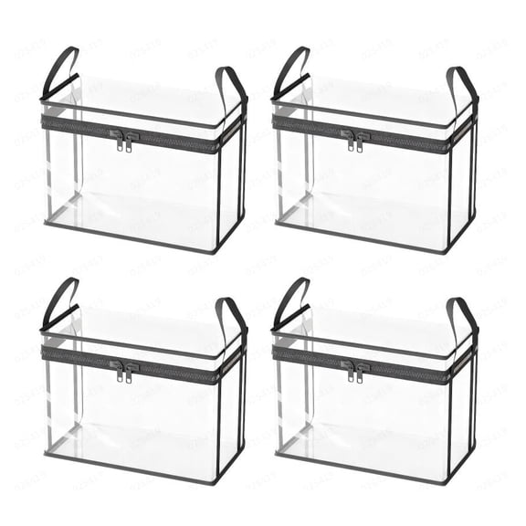 4PC Extra Large Clear Storage Bin with Zipper & Handles, PVC Organizer for Bedding, Seasonal Clothes & Home Organization,Black