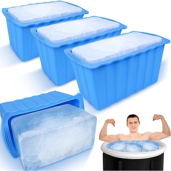 4PC Extra Large Ice Cube Molds 25LB Ice Bath Water Chiller Giant Ice Block Molds Silicone Ice Block Maker For Home, Thicker Big Ice Cube Tray Reusable Athletes Cold Plunge Accessories
