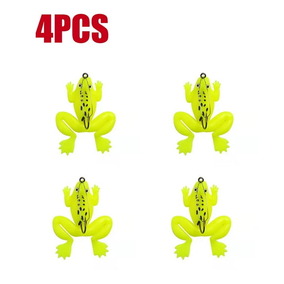 4PC Fishing Frog Rubber Bait Black Fish 5.2g. /6 cm Soft For Frogs With Hooks
