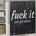 4PC Funny Get Naked Shower Curtain Sets Black Funny Words Bathroom