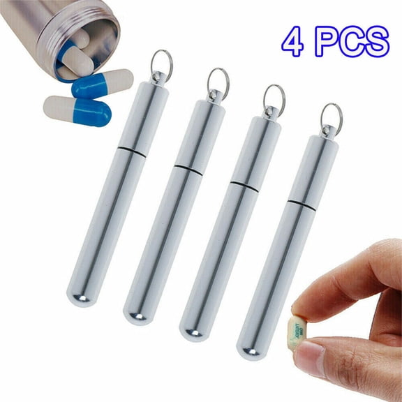 4PC General Keychain Waterproof Pill Box Bottle Drug Container Ear Spoon Tool