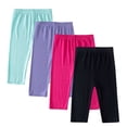 thumbnail image 1 of 4PC Girls Capris Leggings Stretch Elastic Waist Crop Legging Knee Length Comfy Capri Pant for School or Sports, 1 of 8