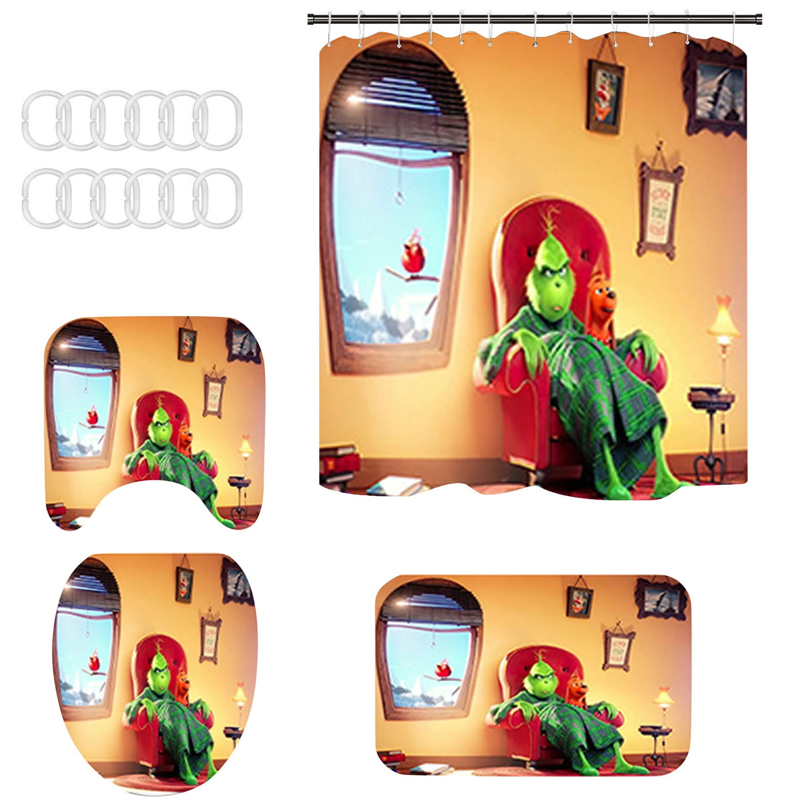 4PC Grinch Bathroom Decor Set Grinch Christmas Bathroom Accessories