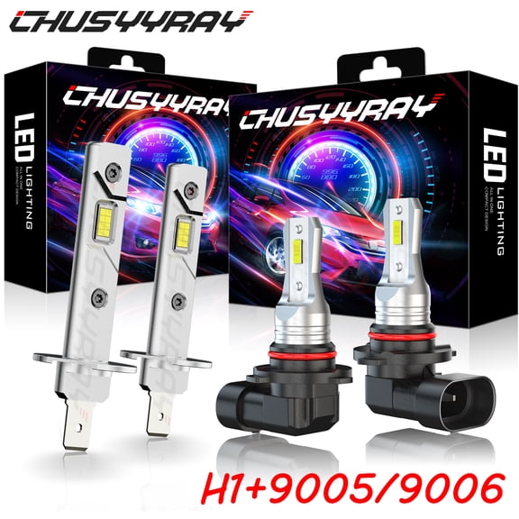 4PC H1+9005 LED Headlight Kit For 1997-1998 Nissan 240SX High Low Light Bulb Kit 6000K