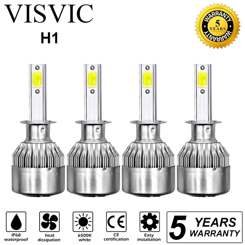 4PC H1 Ice Blue LED Headlight Bulb High/Low Beam Combo Replacement HID 8000K
