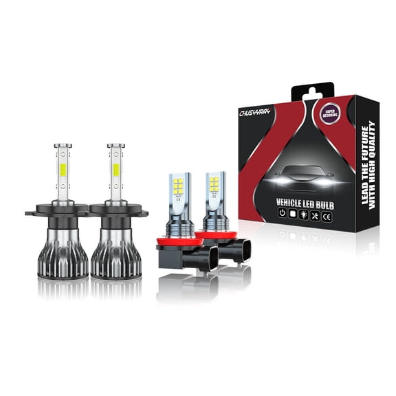 4PC H4/9003 LED Headlight High/Low H11/H8/H9 Fog Light Bulbs Kit White For Mazda MPV 2004 2005 2006