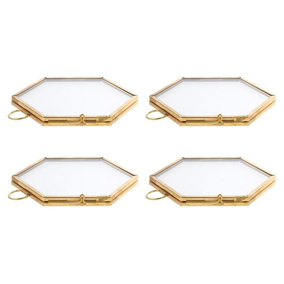 4PC Hanging Floating Phot Glass Metal Frame Home Decor