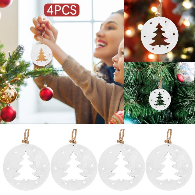 4PC Iron Snowflake Christmas Tree Pendant Christmas Decorations White