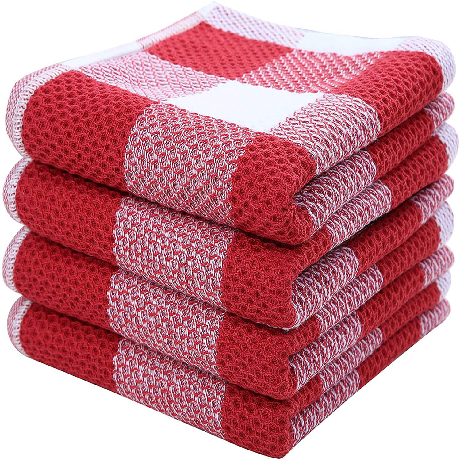 4PC Kitchen Dish Towels, 13 inch x 13 inch Bulk Cotton Kitchen Towels