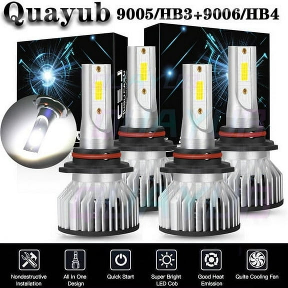 4PC LED Headlight Bulbs High & Low Beam Combo Kit 6000K For CADILLAC SRX 2004-2009