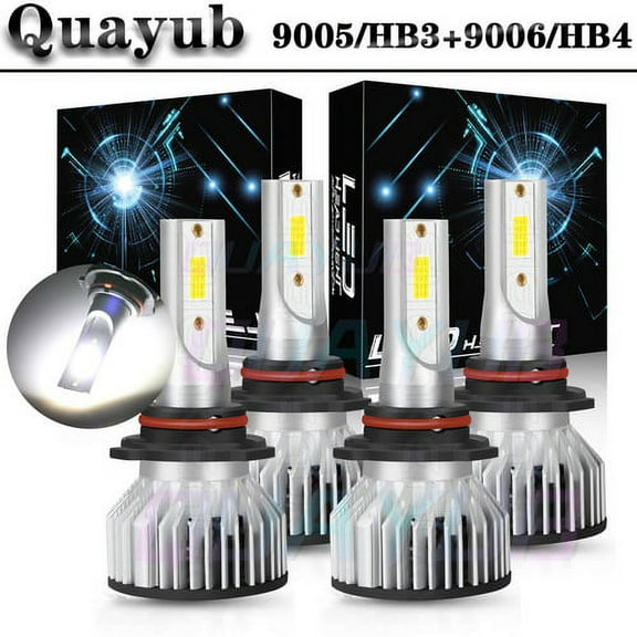 4PC LED Headlight Bulbs High & Low Beam Combo Kit 6000K For Honda CRX 1990-1991