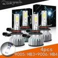 thumbnail image 1 of 4PC LED Headlight Bulbs High & Low Beam Combo Kit 6000K For Jaguar XJ6 1992-1997, 1 of 12
