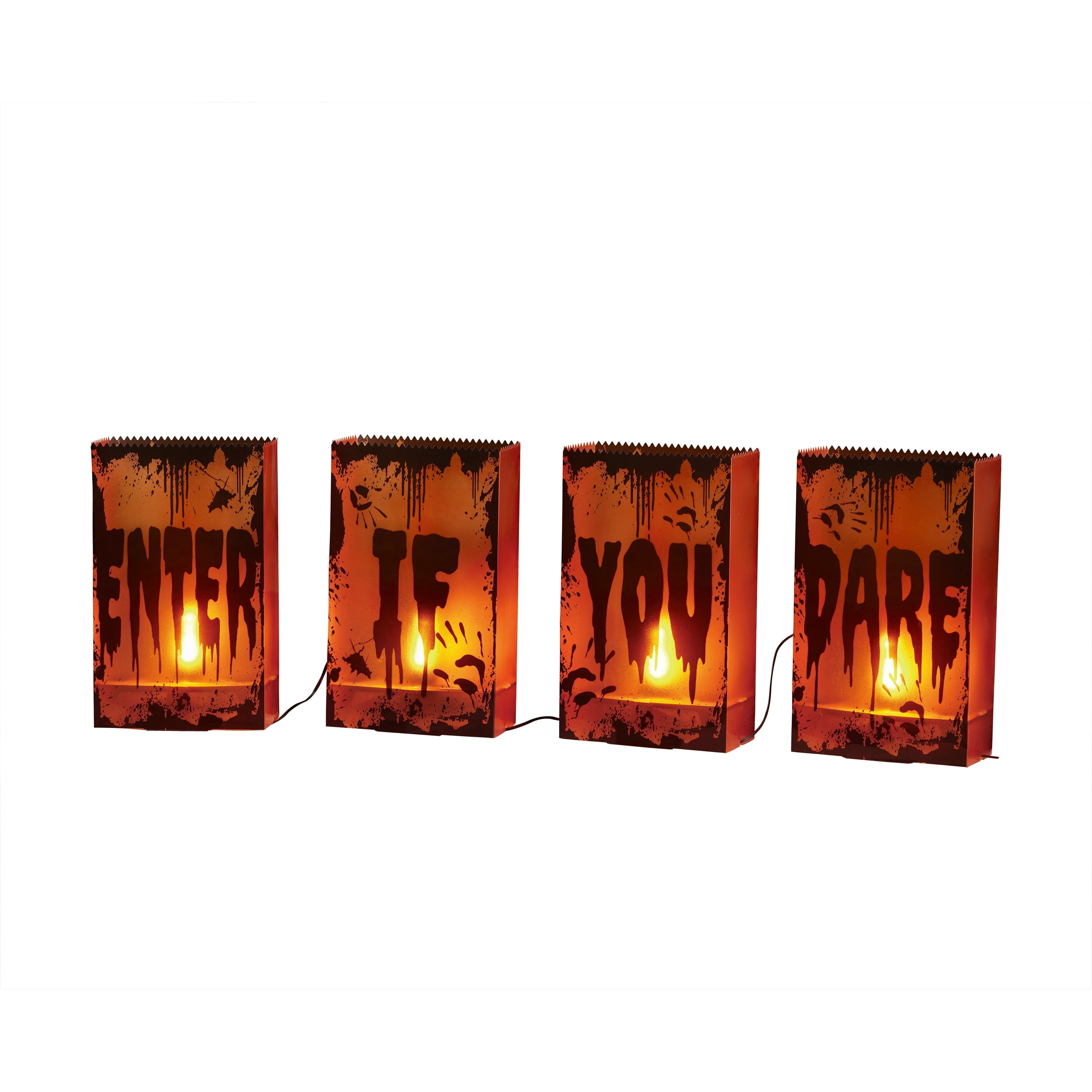 Indoor/Outdoor LED Enter if You Dare Flickering Luminary Lights, Orange, 4.5', Halloween by Way To Celebrate