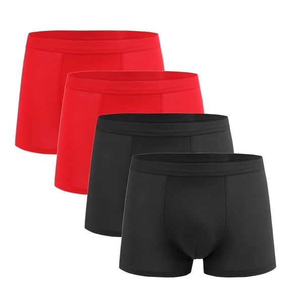 4PC Men's Trunks Underwear Soft Breathbale with Stretchy Full Coverage Elastic Waistband Briefs Solid Color Lightweight Plus Size Briefs